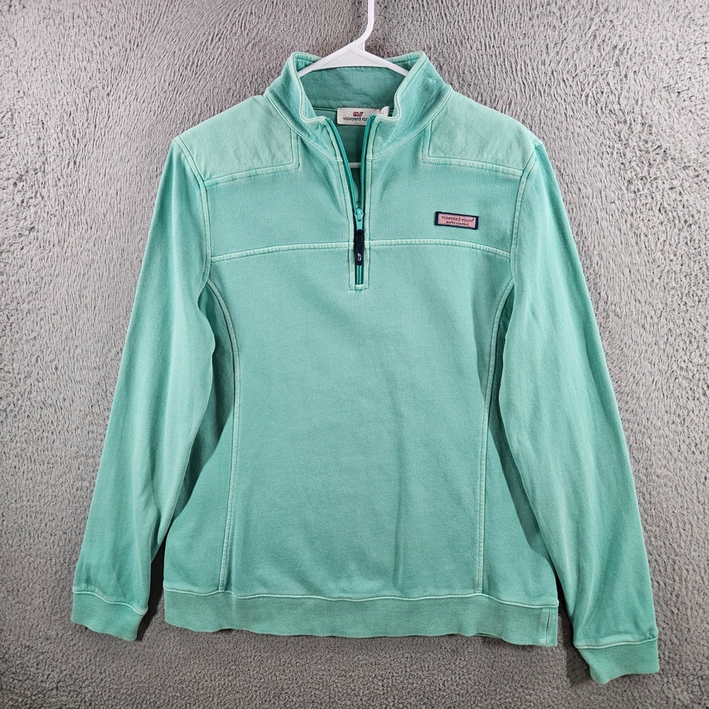 Vineyard Vines Womens Large Mint Green Cotton 1/4 Zip Shep Shirt Pullover